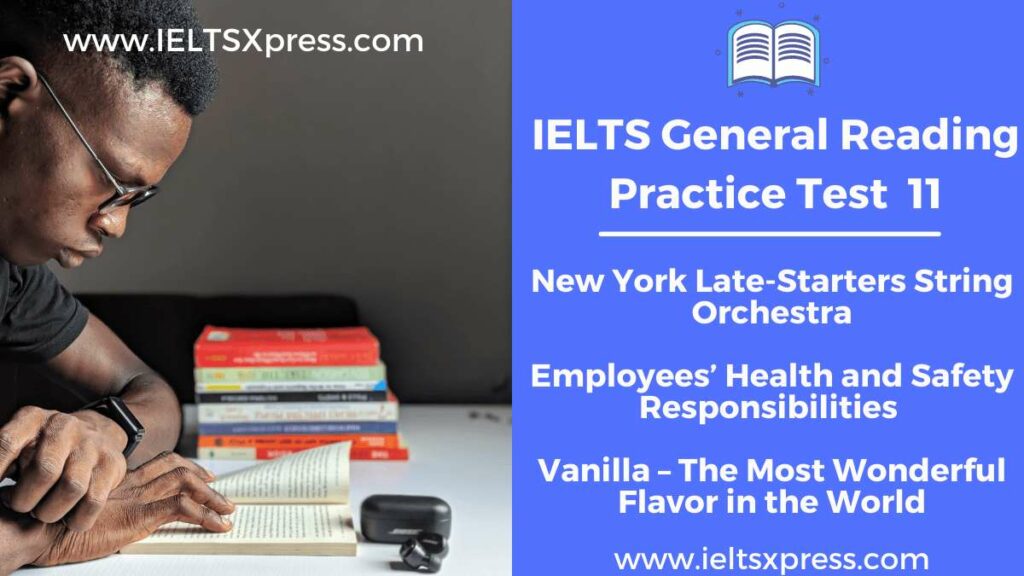 IELTS General Reading Test 11 New York Late-Starters String Orchestra vanilla flavour