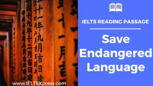Save Endangered Language ielts reading with answers