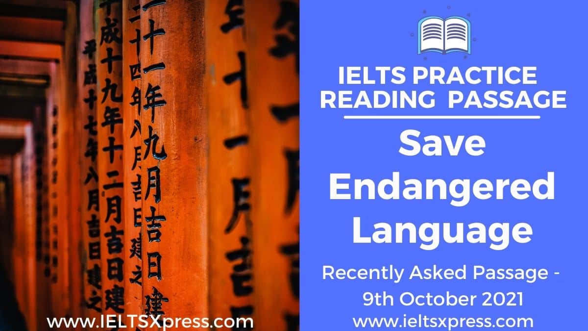 save endangered language ielts reading passage 9 october 2021 ieltsxpress