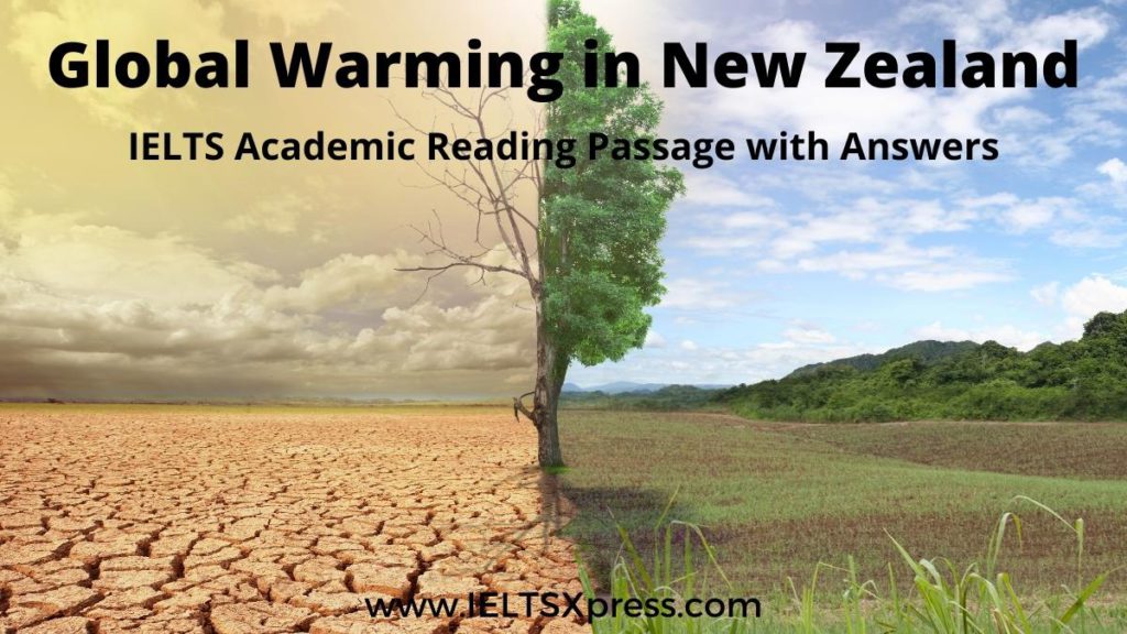 Global Warming in New Zealand ielts reading answers