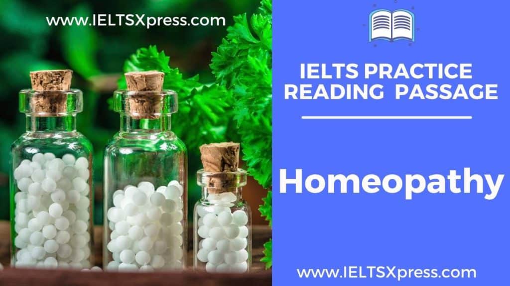 Homeopathy ielts reading passage answers
