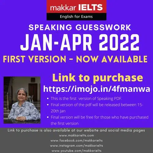 Makkar Ielts Speaking January To April 2022 First Version Pdf