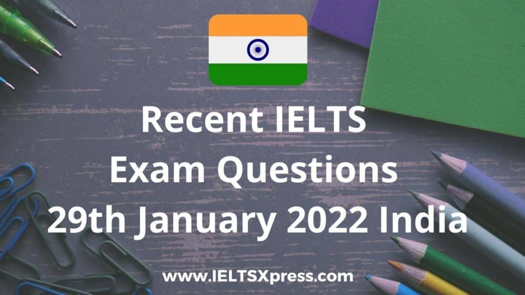 recent ielts exam 29 January 2022 india