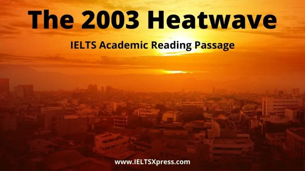 The 2003 Heatwave Ielts Reading Answers