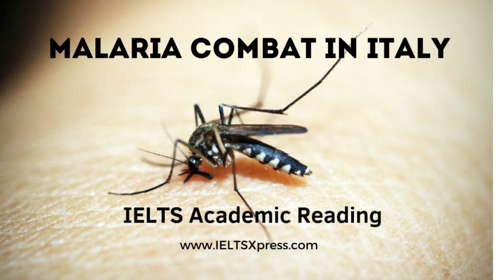 Malaria Combat in Italy ielts reading academic
