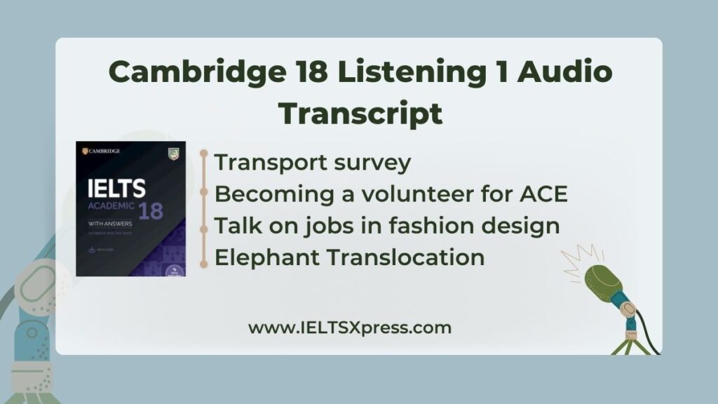 Cambridge IELTS 18 Listening Test 1 Audio Transcript