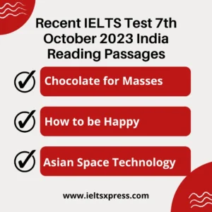 Recent IELTS Test 7th october 2023 India Reading Passages