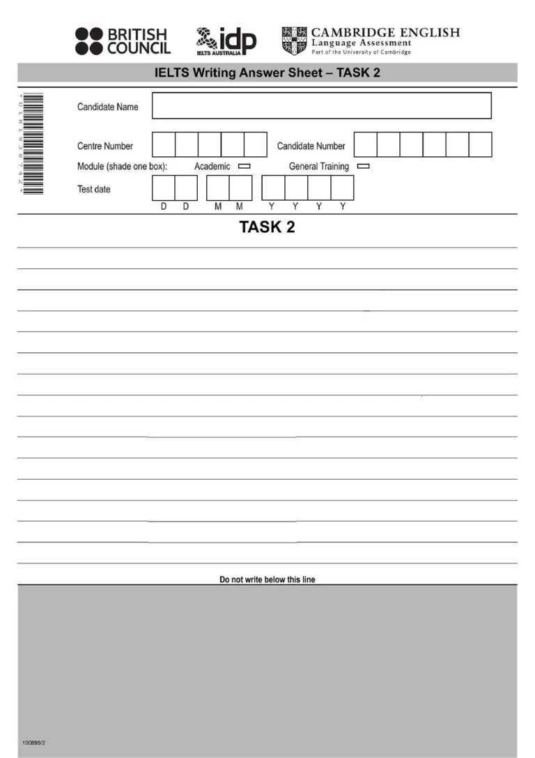 IELTS Writing Task 2 Answer Sheet
