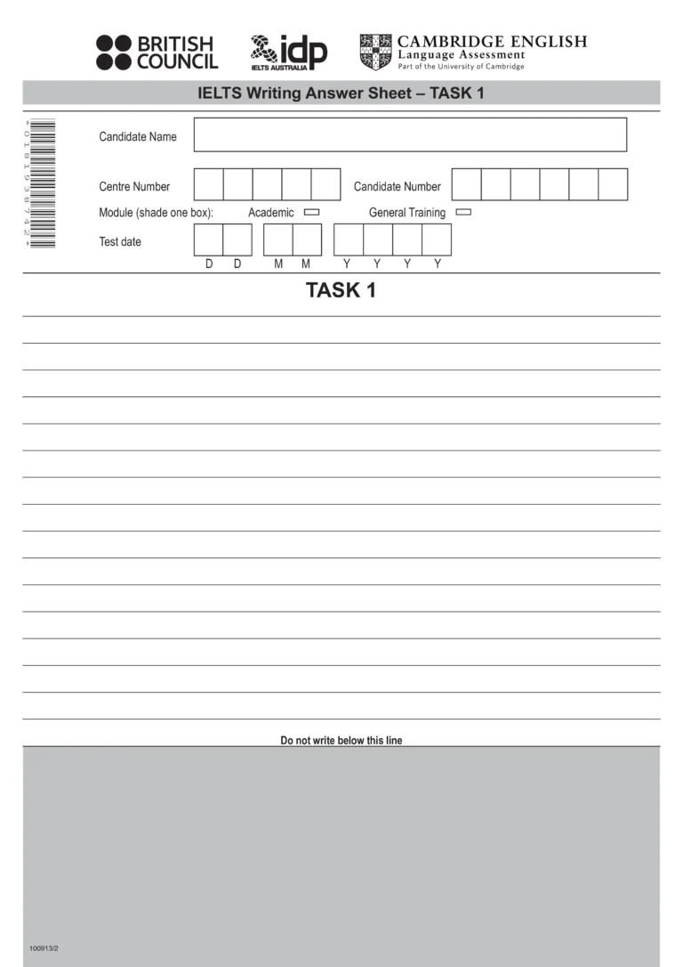 ielts writing answer sheet task 1 1